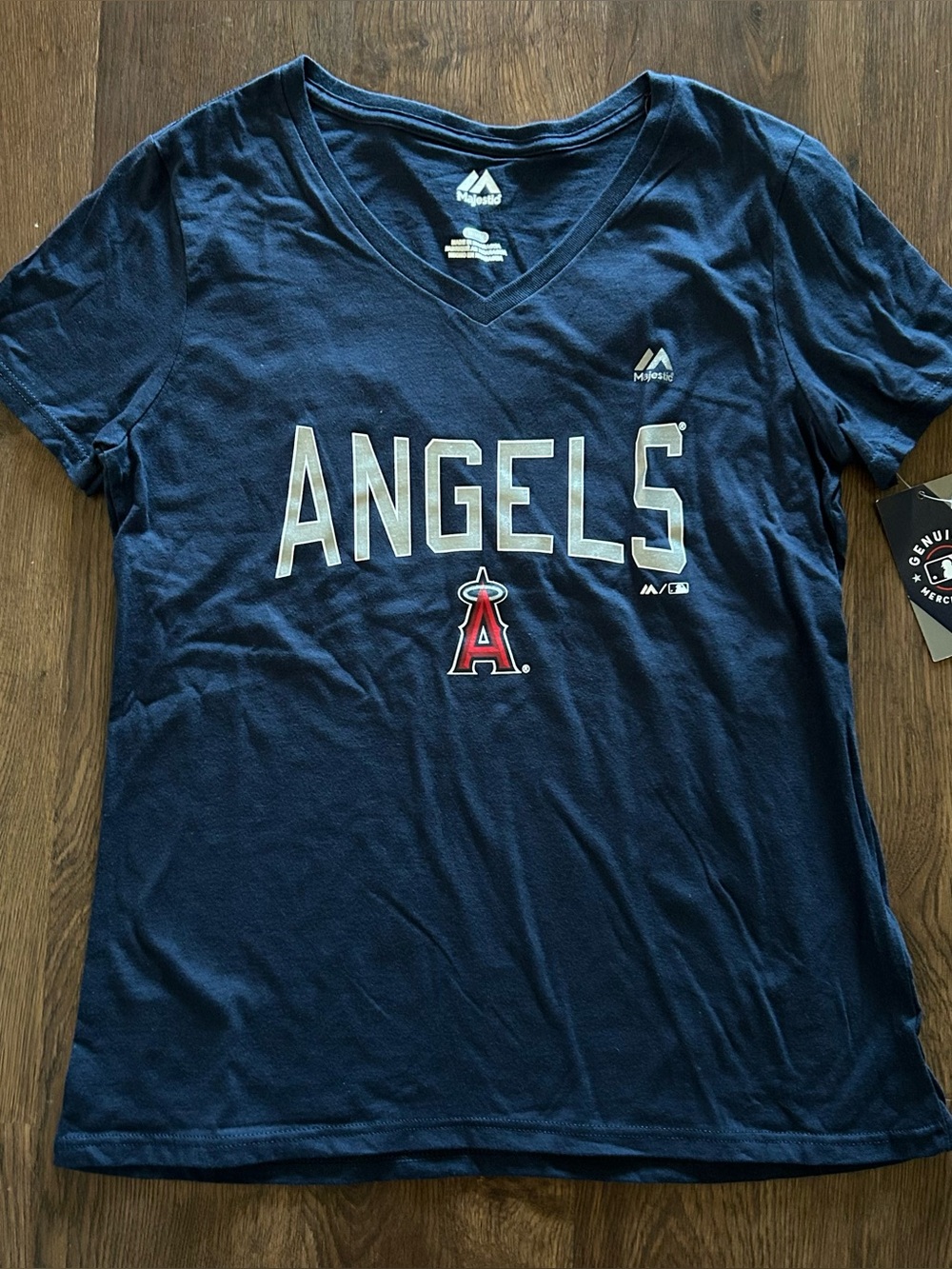 MLB Los Angeles Angels V-neck Blue Short Sleeve Tee M
